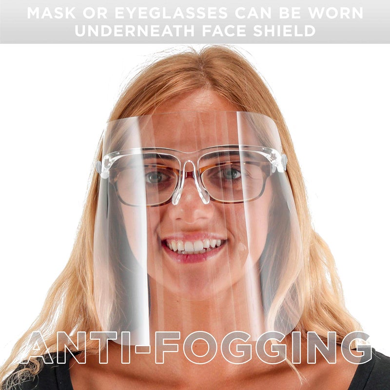 TCP Global Salon World Safety Face Shields with All Clear Glasses Frames (Pack of 4) - Ultra Clear Protective Full Face Shields to Protect Eyes  Nose  Mouth - Anti-Fog PET Plastic  Goggles - Image 4